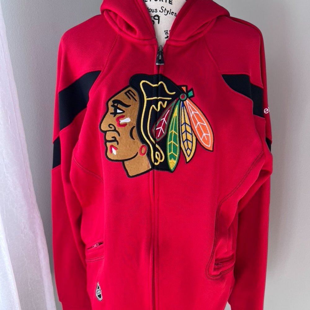 Chicago Blackhawks Hooded Zip Up Sweatshirt by Reebok - Large
